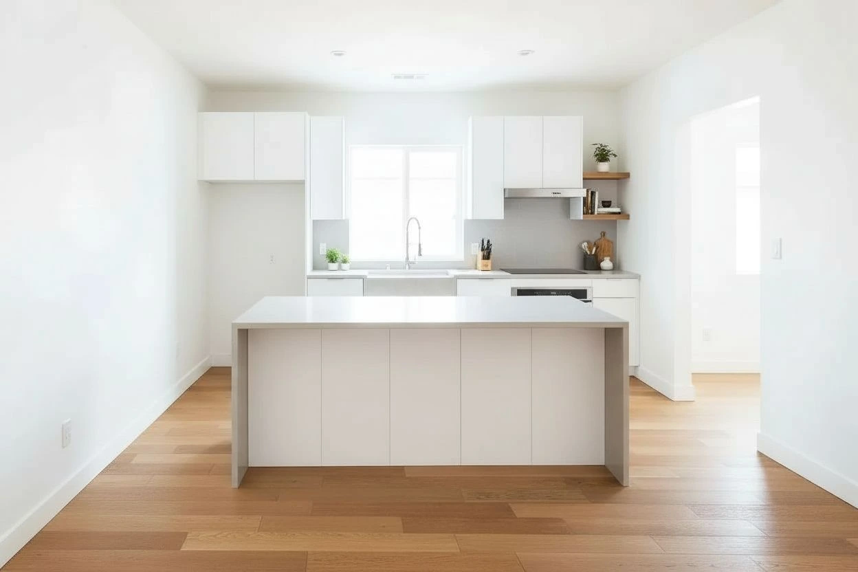Empty kitchen after de-staging