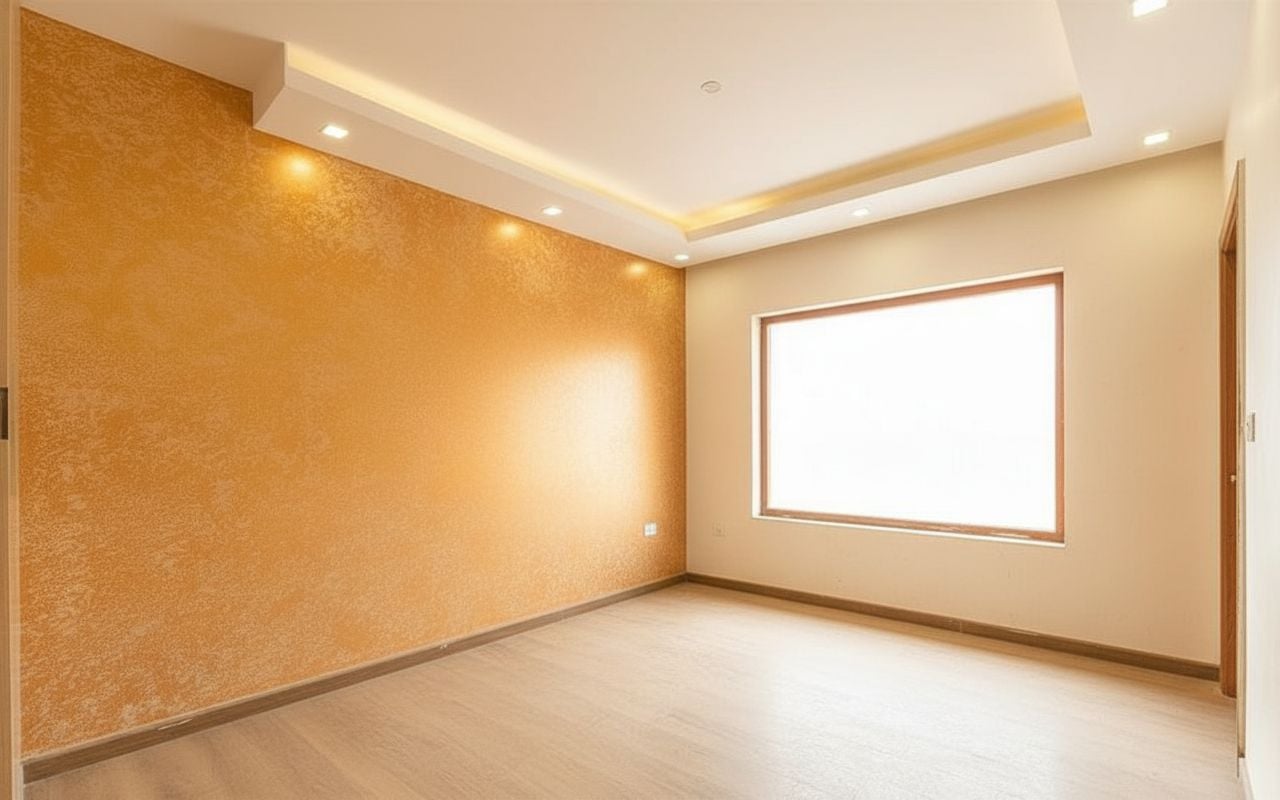 Empty living room after de-staging