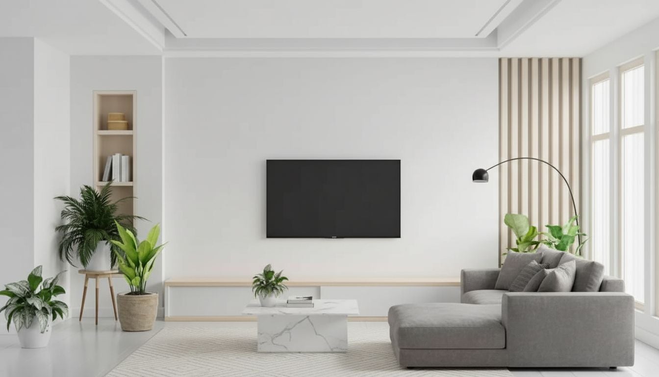 Virtually staged living room in Modern style