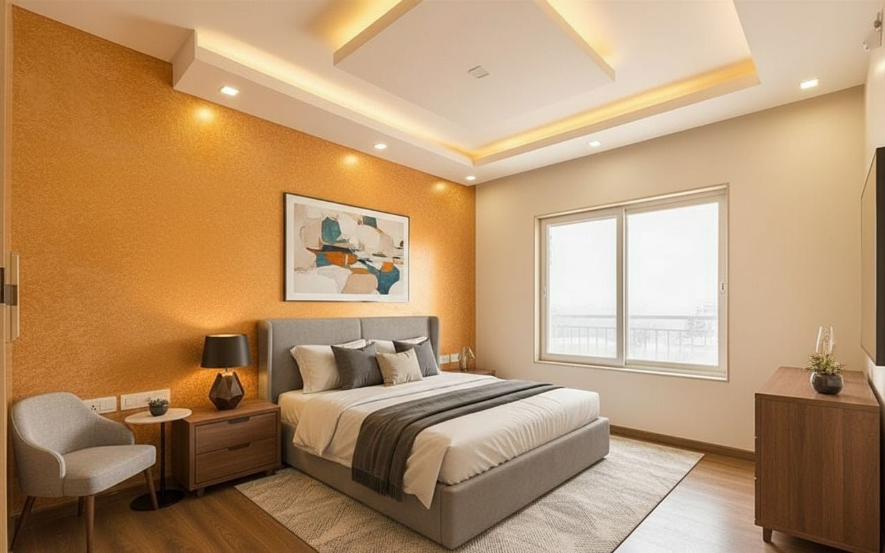 Original empty bedroom before virtual staging