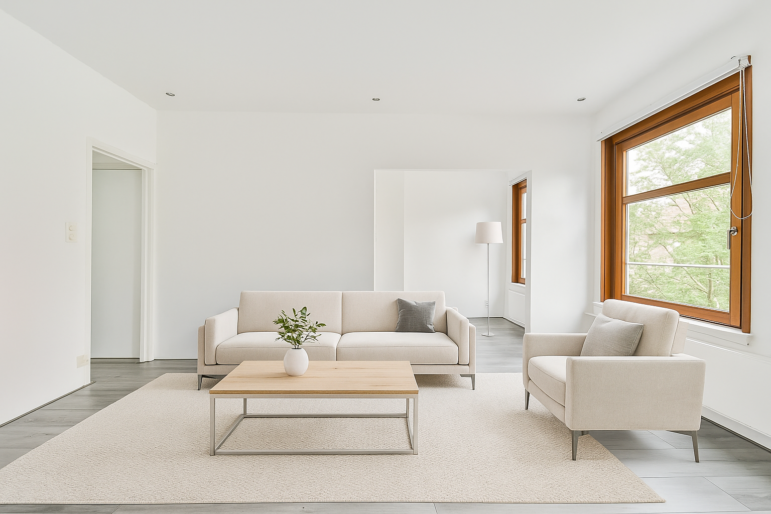 Virtually staged room